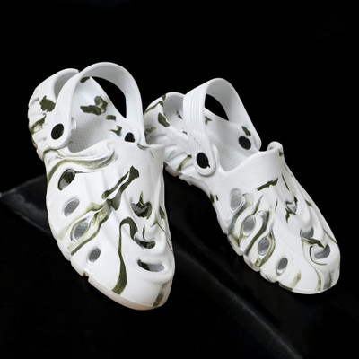 Begone Men Clogs(Green, White , 8)