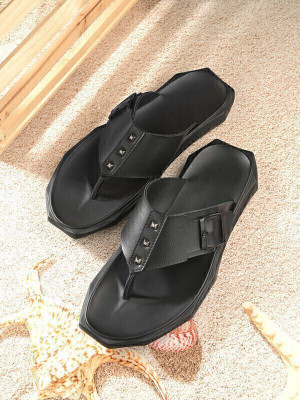 BIZORA Men Sandals(Black , 6)