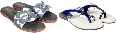Kuhu Creations Women Flats(Blue, Grey , 8)