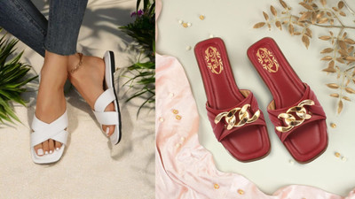 R F C Women Flats(White, Maroon , 6)