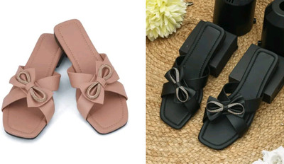 R F C Women Flats(Beige, Black , 7)