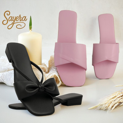 SAYERA Women Flats(Pink, Black , 5)