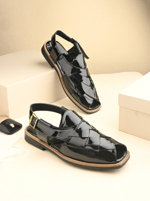 House of Pataudi Men Sandals(Black , 9)
