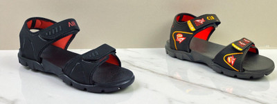 Classica Men Sandals(Black, Red, Black , 10)