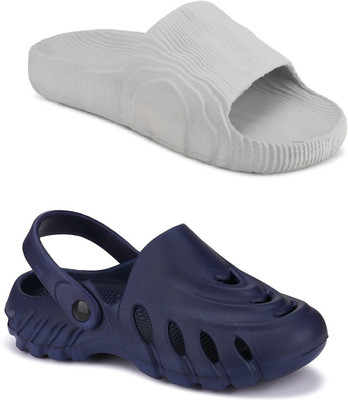 DEFLOW Men Sandals(Grey, Navy , 6)