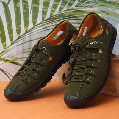 Feet King Men Casual(Olive , 7)