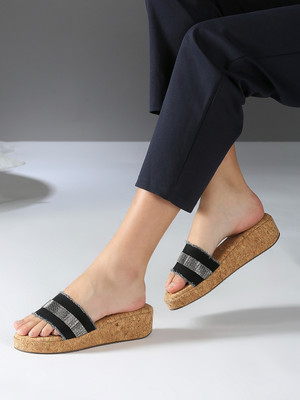 Inc.5 Casual Solid Round Toe Sandals Women Casual(Black , 5)