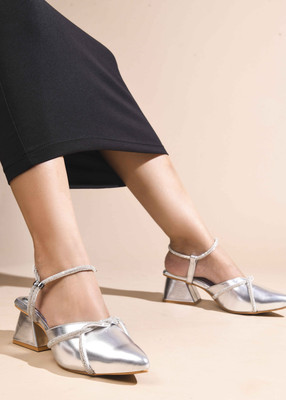 jm looks Women Heels(Silver , 8)