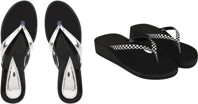 kishu Women Heels(Silver, Black , 3)