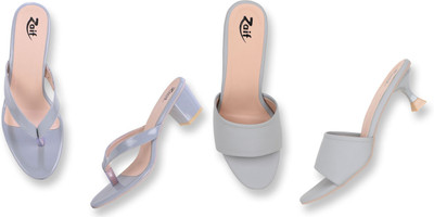 Zaif Women Heels(Grey, Grey , 8)