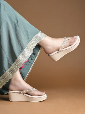 SHOETOPIA Women Heels(Gold , 7)