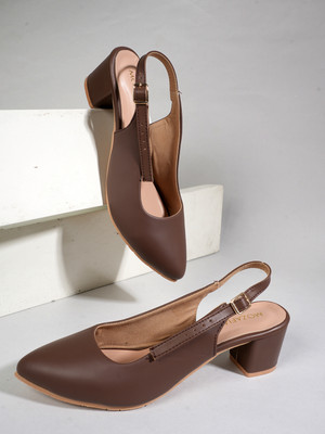 MOZAFIA Women Heels(Brown , 6)