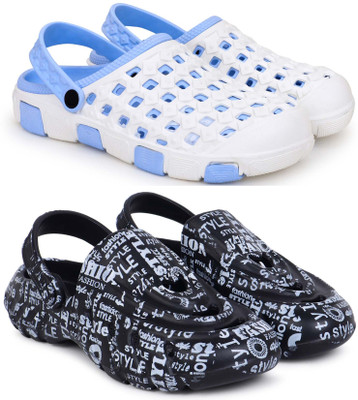 KAPYANSH Men Clogs(Blue, Black, White , 7)
