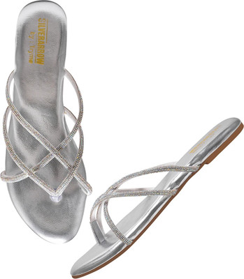 TRYME Women Flats(Silver , 8)