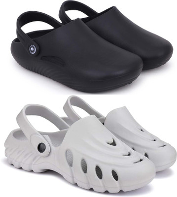 Kapani Fashion Men Flipflops, Slipper, Slides, Sandal, Clogs-Combo Pack of 2 (Black, Grey , 8) Men Casual(Black, Grey , 8)