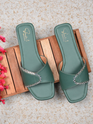 Shoestail Women Heels(Green , 7)