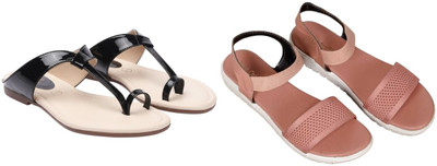 Kuhu Creations Women Flats(Black, Pink , 4)