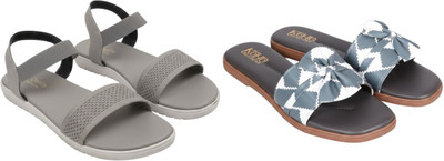 Kuhu Creations Women Flats(Grey, Grey , 4)