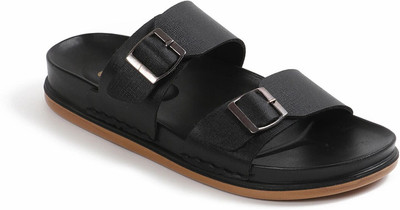 Comfro Men Casual Leather Sandal Ultra-soft Double Density Sole, Every-Day & Work Wear Men Casual(Black , 6)