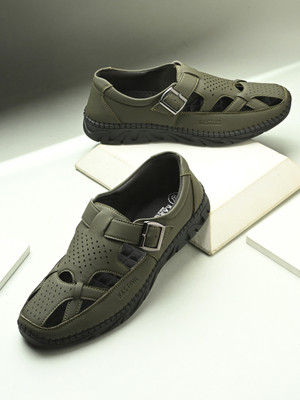 KASTAVA Men Sandals(Olive , 7)