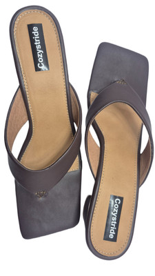 Cozystride Women Heels(Brown, Beige , 6)