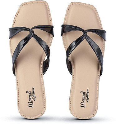 DLORZERI Women Flats(Black, Beige , 6)