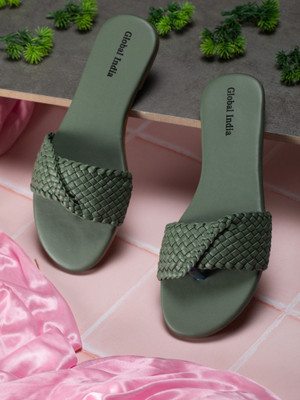 Global India Women Flats(Green , 4)