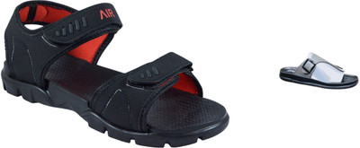 Classica Men Sandals(Grey, Black, Red , 8)