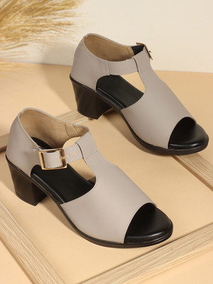 TRIKSY Women Heels(Grey , 5)