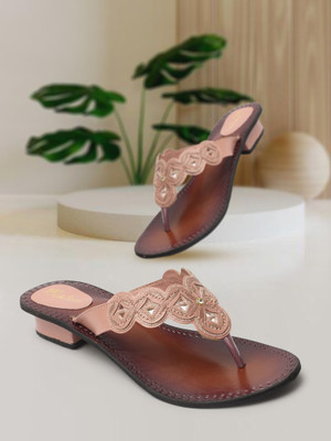 Picktoes PT-K537 Lightweight Comfort Summer Trendy Premium Stylish Party disigin Women Heels(Pink, Brown , 5)