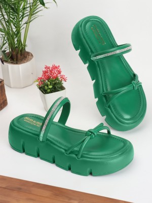 madam glorious Women Wedges(Green , 5)