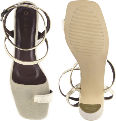 Dressberry Women Heels(Beige, Brown , 7)