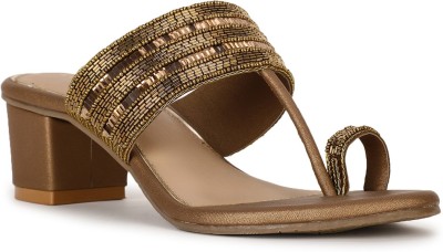 Marie Claire Women Heels(Gold , 6)