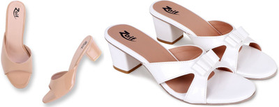 Zaif Women Heels(White, Beige , 8)