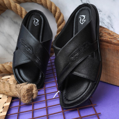 QARA Men Sandals(Black , 10)