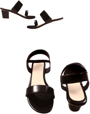 Goraiya Women Heels(Black, Black , 8)