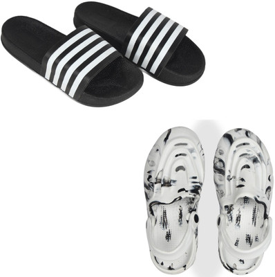 Vomoya Men Sandals(Black, White , 9)