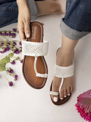 SHOETOPIA Lightweight/Walking/Ethnic/Kolhapuri/Stylish Daily Use(White , 5) Women Flats(White , 5)