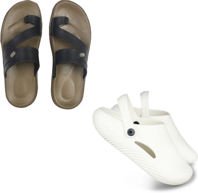 Vomoya Men Sandals(Black, White , 6)