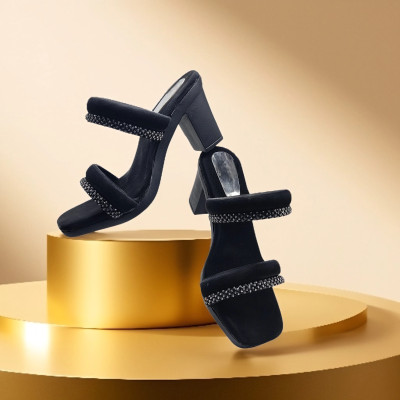 flametrick Women Heels(Black , 9)