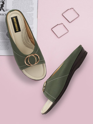 FLYING&SAM Women Flats(Green , 5)