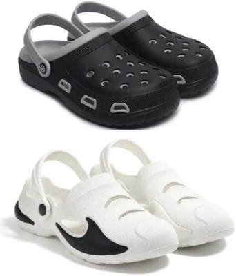 house of common Men Clogs(Grey, White , 8)