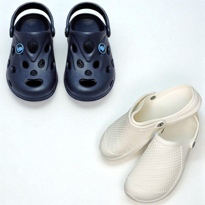 Monrav Men Clogs(Blue, White , 8)