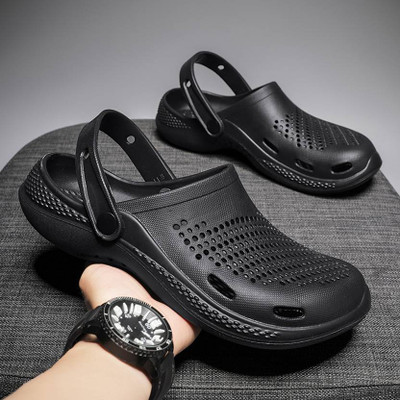 Footox Sandals | Clogs | Ortho | Acupressure Men Clogs(Black , 6)