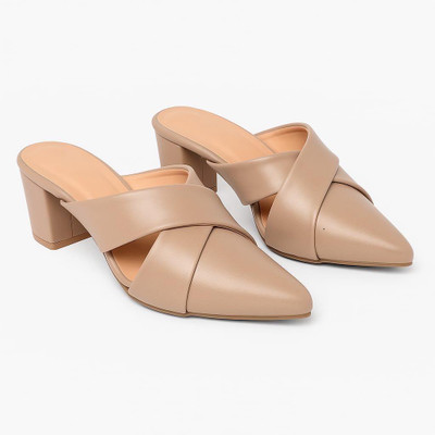 MKFASHION Women Heels(Beige , 4)