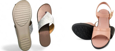 PMS Women Wedges(Pink, Grey , 7)