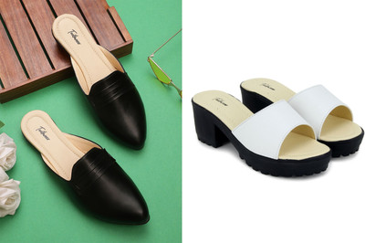 Todhwear Women Heels(Black, White , 8)