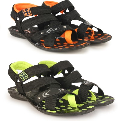 KANEGGYE Men Sandals(Orange, Green , 7)