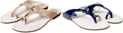 Kuhu Creations Women Flats(Beige, Blue , 5)