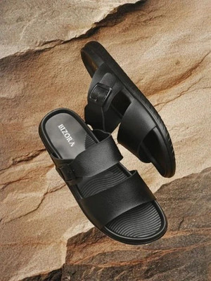 BIZORA Men Sandals(Black , 10)